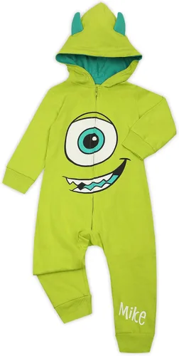Vista 3 de Disney Monsters Inc - Disfraz de niño con capucha y cremallera para recién nacidos, bebés y niños pequeños, color azul o verde