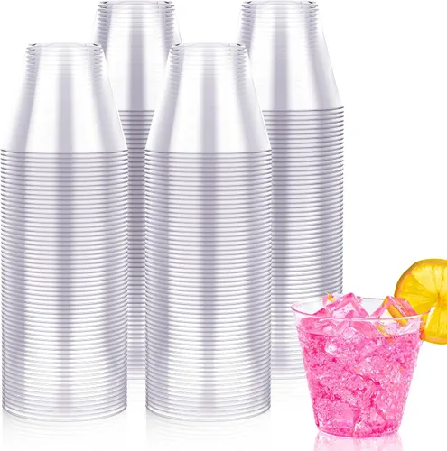 Vista 9 de JOLLY CHEF Vasos desechables de plástico transparente de 10 onzas, paquete de 100 vasos de plástico transparente resistente para boda, Acción
