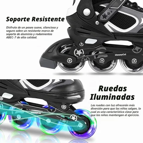 Vista 4 de MammyGol Patines en línea ajustables para niños y niñas, patines con ruedas iluminadas de 4 a 16 años