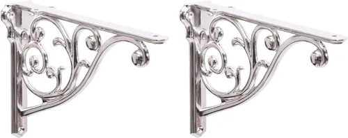 Vista 74 de Soportes de estante de 4 pulgadas, paquete de 4 soportes de pared de latón antiguo de alta resistencia, estantes decorativos de cocina victoriana