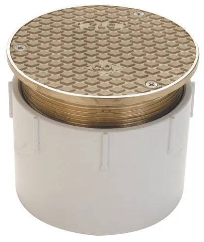 Vista 6 de Zurn CO2450-PV4 Drenaje de piso ajustable con limpieza, parte superior de níquel, PVC de 4", latón