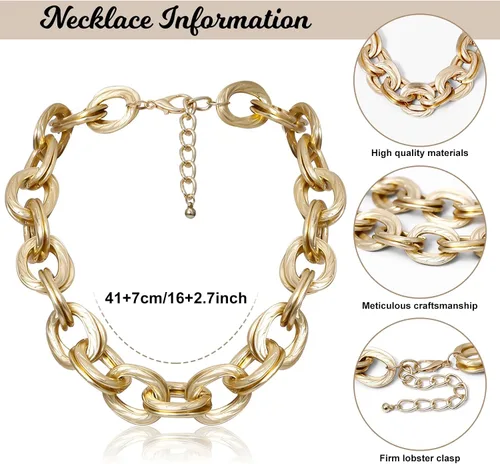 Vista 4 de MJartoria Collar de oro en capas para mujer, chapado en oro de 14 quilates, collar de cadena delicada, cadena de serpiente, cadena de clip