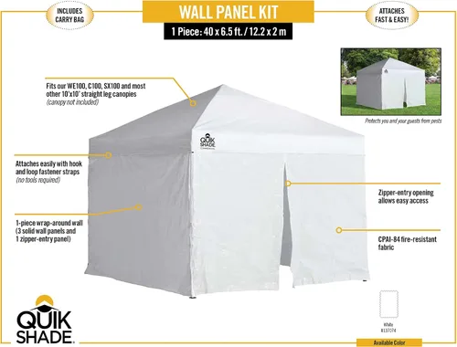 Vista 3 de Quick Shade set de paredes para toldo instantáneo de 10 x 10 pies con entrada con cremallera
