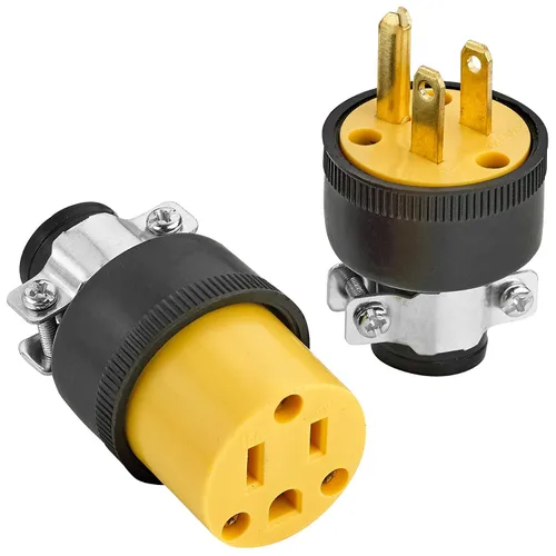Vista 2 de Cable de extensión para reparación de cables eléctricos, extremo de 15 amperios, 125 voltios, 6 juegos de conectores de repuesto macho hembra de 3