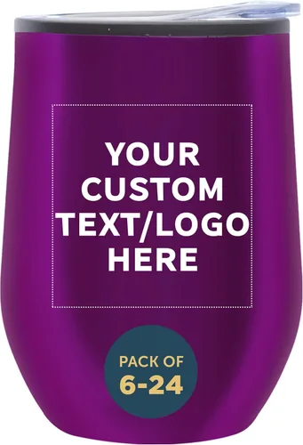 Vista 6 de DISCOUNT PROMOS Vasos de vino personalizados sin tallo de 12 onzas, juego de 6/12/24, paquete a granel personalizado, aislados, perfectos para vino