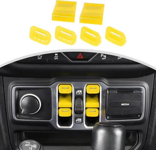 Vista 13 de Cherocar 4 piezas de cubierta de botón de interruptor de ventana Accesorios interiores para Jeep Wrangler JL JLU y Gladiator JT 2018-2026