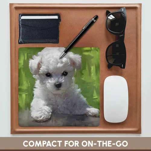 Vista 4 de 3dRose LLC - Alfombrilla de mouse de 8 x 8 x 0.25 pulgadas, Bichon Frise Puppy (mp_5323_1)
