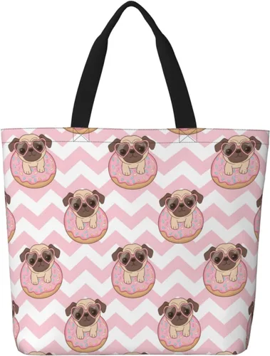 Vista 16 de Famame Canvas Tote Bag Large Women Casual Shoulder Bag Handbag Reusable Multipurpose Shopping Grocery Bag