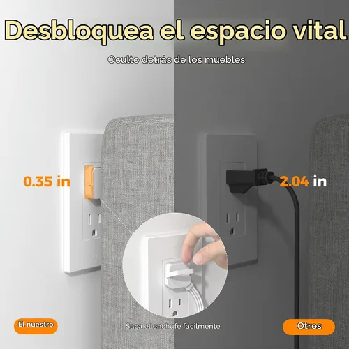 Vista 5 de TESSAN Cable de extensión plano protector de sobretensiones de 1 pie