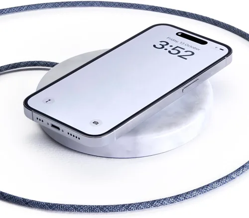 Vista 13 de Einova Classic Stone - Almohadilla de carga inalámbrica de mármol diseñada en Italia, cable USB-C integrado de 6 pies, teléfonos inteligentes