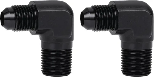 Vista 46 de 3AN macho Flare a 1/4 NPT tubo macho 90 grados codo adaptador unión aluminio negro