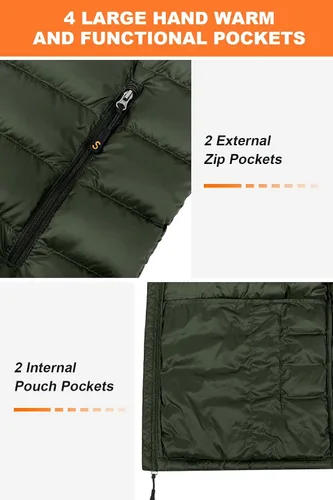 Vista 7 de Chaqueta de plumón plegable para hombre chaqueta acolchada abrigo ligero y cálido
