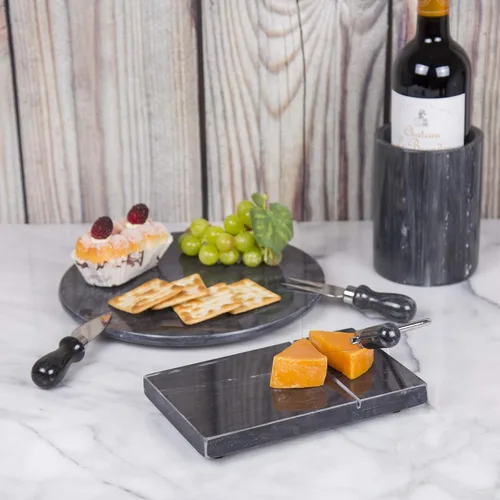 Vista 17 de Creative Home Cortador de mantequilla de queso de mármol champán natural, 5 pulgadas de largo x 8 pulgadas de ancho, beige