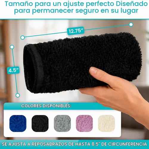 Vista 5 de Cubiertas para apoyabrazos de silla de ruedas Vive (par) - Almohadillas de espuma viscoelástica y piel de oveja para apoyabrazos de silla de ruedas