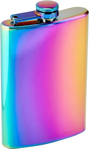 Vista 4 de Petaca de 4 oz Tamaño de Bolsillo, Acero Inoxidable, A Prueba de Óxido, Tapa Enroscable - Acabado Gris Metálico