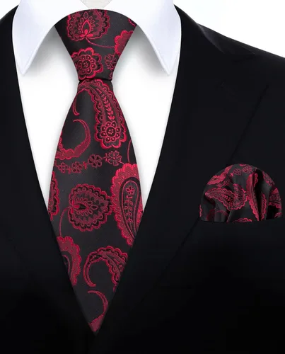 Vista 72 de HISDERN Corbatas para hombre, corbata de cachemira y bolsillo cuadrado tejido clásico floral para hombre, corbata de fiesta de boda