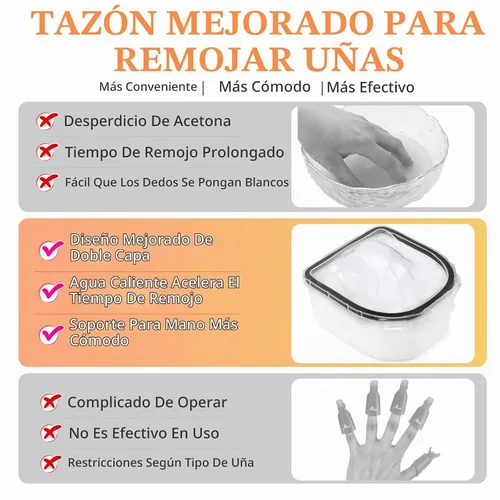 Vista 6 de Yokilly Juego de cuencos de remojo de uñas: 3 piezas remojar el removedor Negro - Juego de 3 piezas
