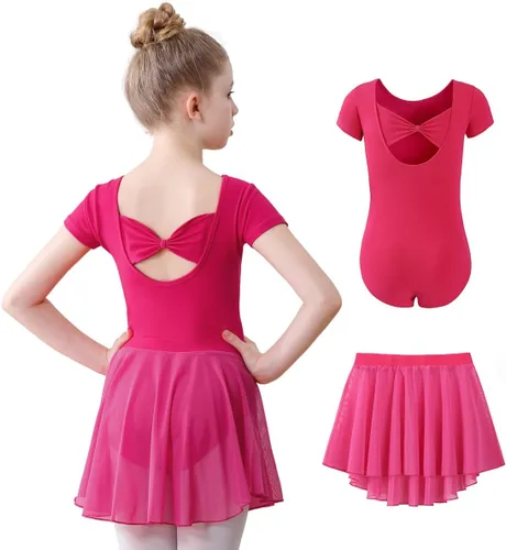 Vista 6 de DIPUG Girls Ballet Leotards with Removable Skirt Toddler Dance Dress Combo Negro