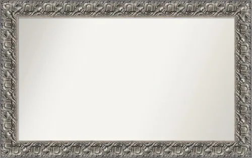 Vista 331 de Amanti Art Espejo de baño plateado para sobre fregadero, 26 x 26 pulgadas, espejo cuadrado de níquel pulido, marco de madera tradicional mediano, se