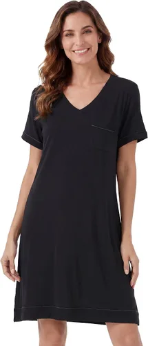 Vista 29 de WiWi - Camisón de viscosa de bambú para mujer, manga corta, con cuello en V, ropa de dormir, tallas grandes, S-4X, A-aqua