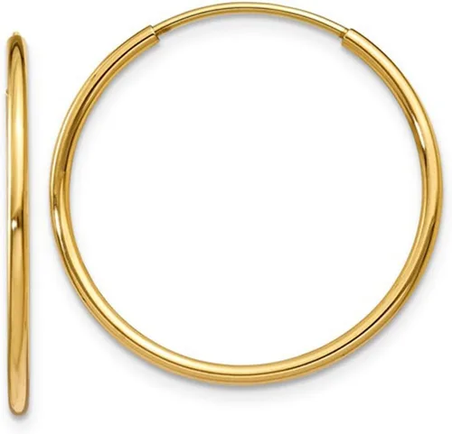 Vista 13 de Aretes de aro infinito de oro de 14k, tubo de 1,25 mm de grosor