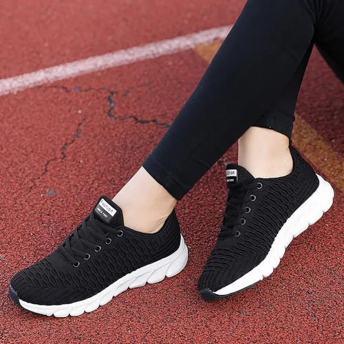 Vista 4 de ZiSUGP Outdoor Fitness Sport Sneakers Shoes Black Sneakers for Women Womens Slip On Sneakers Flying Woven Sports Shoes Women's Shoes Light Lace