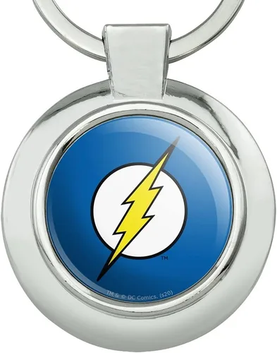 Vista 3 de Llavero con logotipo de The Flash Lightning Bolt con forma de perno de metal chapado en cromo