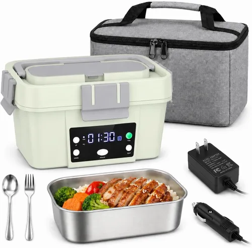 Vista 9 de Lonchera térmica inalámbrica para el trabajo, calentador de alimentos autocalentable alimentado por batería de 20000 mAh, lonchera portátil