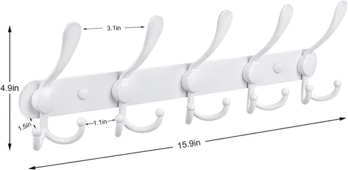 Vista 9 de Perchero de pared con 5 ganchos de tres puntas, de PHINGEER, resistente, de acero inoxidable con gancho, decorativo, para colgar abrigos, chaquetas