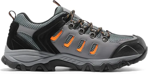 Vista 4 de NORTIV 8 Zapatos de senderismo impermeables para hombre, zapatos de senderismo de cuero para exteriores, senderismo, camping, caminata