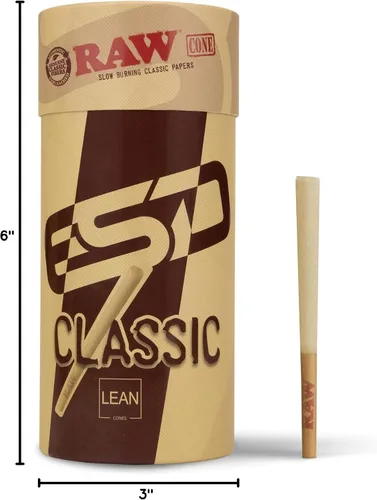 Vista 7 de RAW Cones Classic Lean Size – Paquete de 100 – Conos preenrollados de combustión lenta con puntas y tubos de embalaje incluidos
