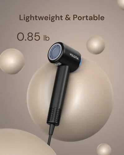 Vista 6 de Secador de Pelo Volgtia con Difusor para Cabello Rizado, Secador de Pelo, Secador Profesional de Alta Velocidad de 110,000 RPM con Iones Negativos