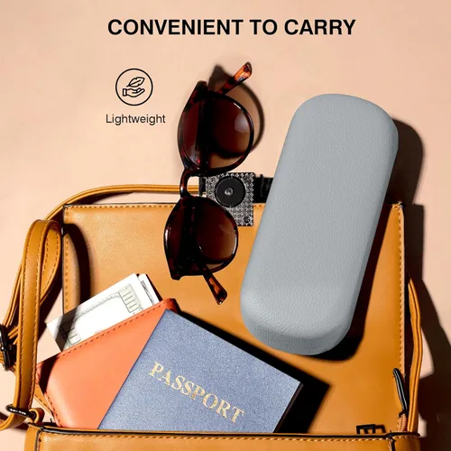 Vista 6 de Marvolia Estuche para gafas de sol, funda rígida grande de piel sintética para gafas de sol