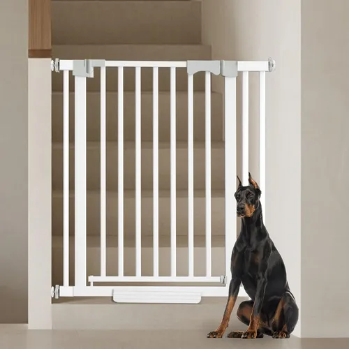 Vista 10 de Puerta para bebé extra alta de 41 pulgadas para perros grandes y mascotas en interiores, sin saltos, 30-32.6 pulgadas de ancho, puerta resistente