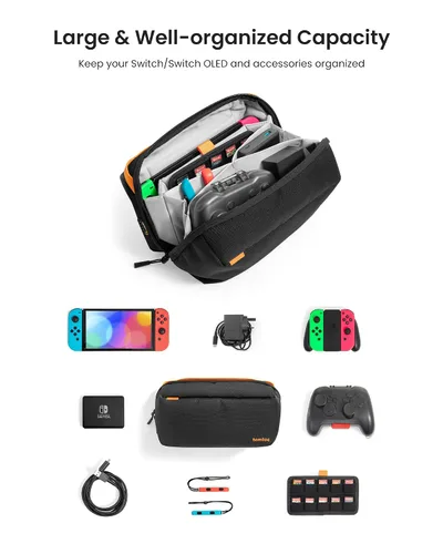 Vista 2 de tomtoc Carrying Bag for Nintendo Switch OLED, Protective Large Capacity, with 20 Game Card Slots, Travel Storage Pouch, Electronics Accessory