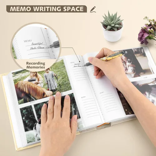 Vista 4 de Golden State Art, Álbum de fotos de piel sintética con capacidad para 200 fotos de 4 x 6 pulgadas con espacio de escritura de notas, ideal