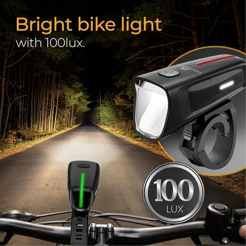 Vista 2 de Luces de bicicleta de 100 Lux - Batería de 2000 mAh - con reflector y luz de freno - USB-C recargable y a prueba de salpicaduras - Luces