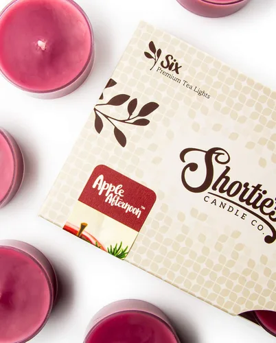 Vista 3 de Paquete de 3 velas de té de manzana, 18 velas perfumadas (cosecha, caramelo, tarde) - Colección de panadería y frutas