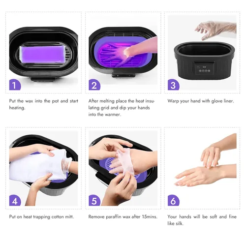 Vista 5 de Waxkiss - Máquina de cera de parafina para manos y pies, baño de parafina de 169.1 fl oz con calentador de cera de parafina de lavanda para spa