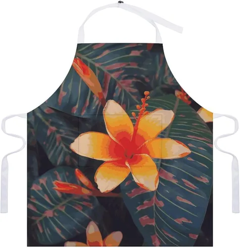 Vista 7 de MUSM Hawaii Tropical Flower Apron，Classic Vintage Funny with Pockets Aprons,Adjustable Bib Waterdrop Resistant for Kitchen Cooking Restaurant BBQ