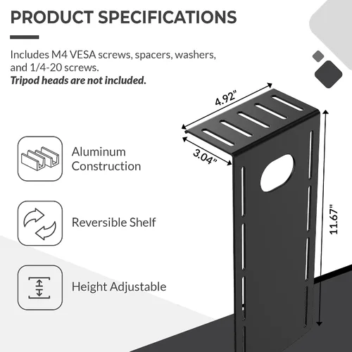 Vista 3 de HumanCentric Montura para Monitor DSLR Pequeña, Montaje de Cámara de Escritorio, Luz para Webcam, Estante para Micrófono para Brazo VESA de Monitor