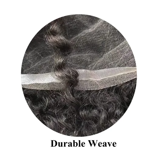 Vista 3 de Afro Toupee Hair Piece para hombres negros Encaje suizo completo Afro Hombres Toupee cabello humano rizado hombres onda unidades de cabello