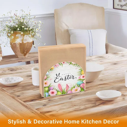 Vista 5 de senya Servilleteros de pie, soporte para servilletas de pie, fondo de Pascua, búsqueda de huevos, conejo para encimera de cocina, mesa de comedor