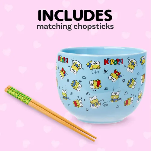 Vista 134 de Silver Buffalo Hello Kitty y sus amigos Chococat - Tazón de cerámica para ramen y arroz con palillos, patrón a cuadros, apto para microondas, 20