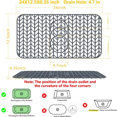 Vista 38 de Protectores de fregadero de cocina de 12 x 11 y 13 x 11 pulgadas, protectores de silicona para fregadero de cocina para la parte inferior del Gris
