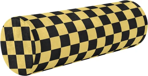 Vista 14 de DOMIKING Almohada cervical con patrón de cuadros blancos y azules para el cuello, almohada cilíndrica de espuma viscoelástica con funda extraíble