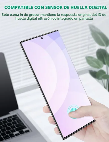Vista 4 de apiker Paquete de 4 protectores de pantalla compatibles con Samsung Galaxy Note 10 Plus Sensor de huellas dactilares de soporte de película de TPU