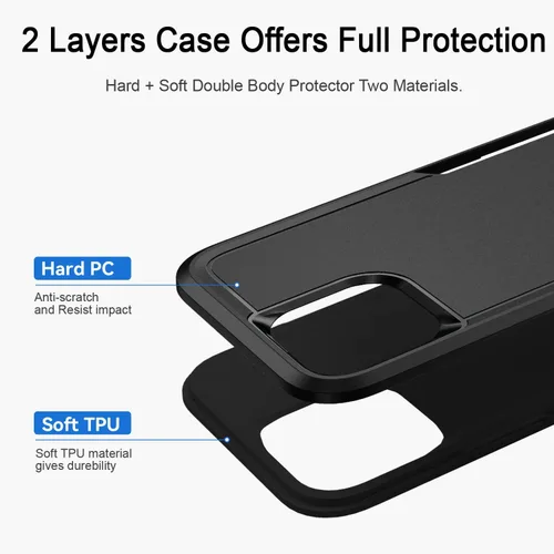 Vista 2 de Funda compatible con iPhone 11, protección resistente, a prueba de golpes, a prueba de caídas, a prueba de polvo, antiarañazos, para 11, color negro