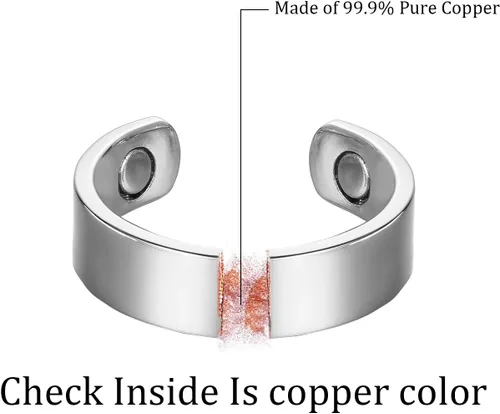 Vista 6 de MagEnergy Anillos magnéticos de cobre para hombres y mujeres, anillo de terapia magnética para aliviar el dolor, anillos ajustables de regalo