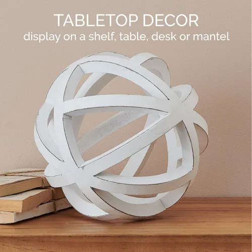 Vista 3 de Elements Orbe decorativo de la armadura abierta del MDF blanco de 7,68 pulgadas